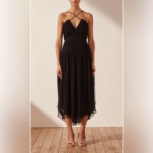 Shona Joy - Lauren Cross Front Midi Dress (Black)